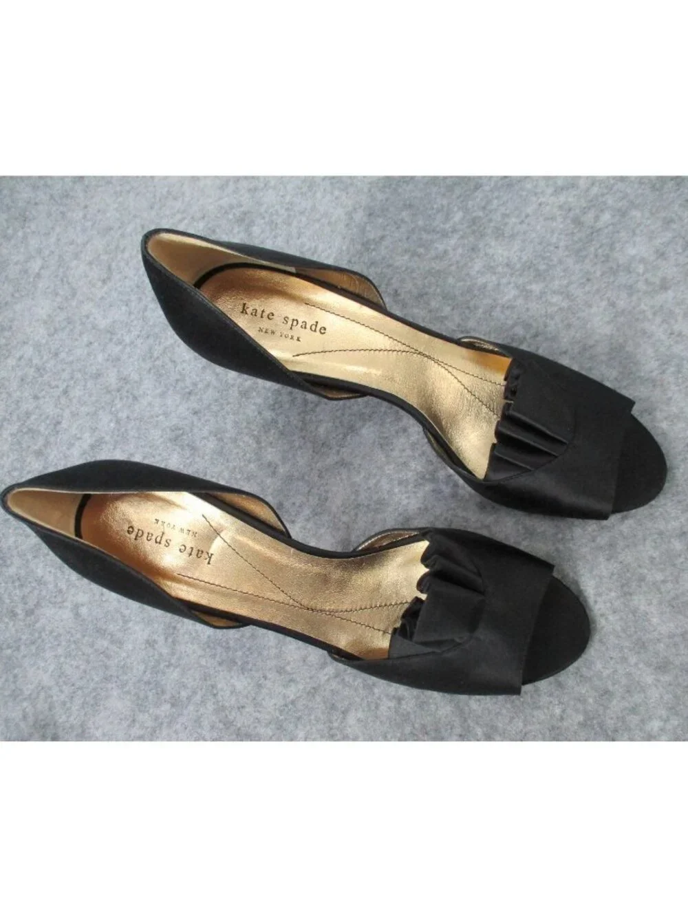 Kate Spade New York Womens Heels Size 10B Black Satin Chrisette Peep Toe